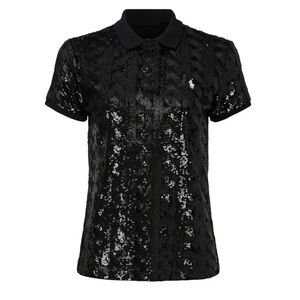 Polo by Ralph Lauren Black Sequin Short Sleeve Top
